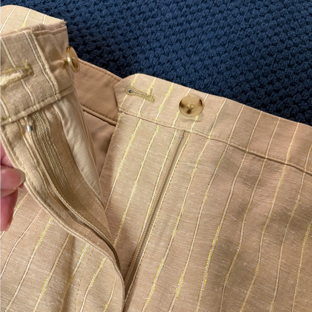 NWT Women’s J. Crew Light Tan Shorts with Gold Pinstripes Size 8 - Picture 15 of 16